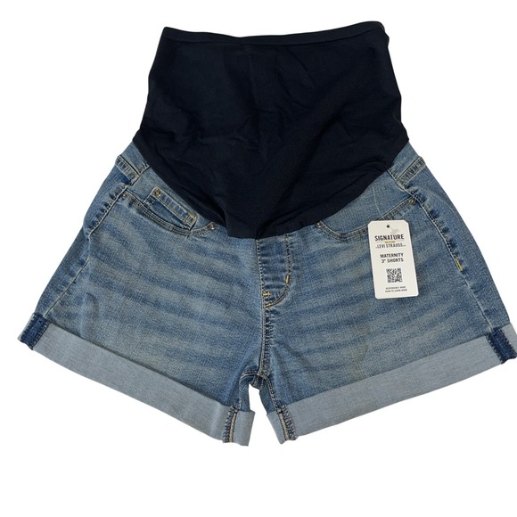 Womens Levis Small Maternity Shorts 3" Inseam Blue Denim Medium Wash Size S - Picture 1 of 9